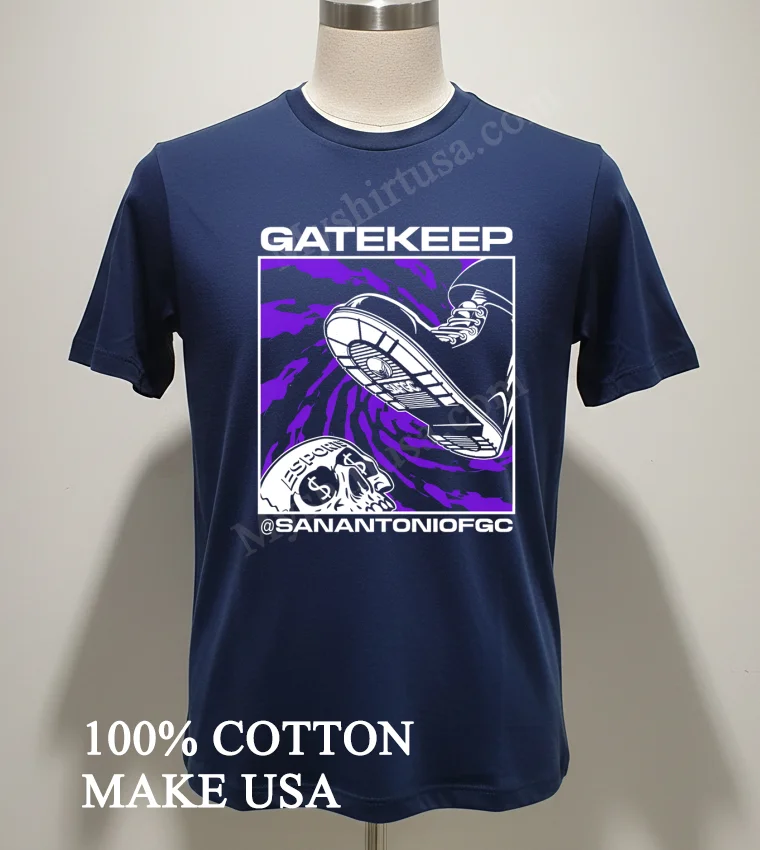 Gatekeep San Antonio Fgc Boot Crushing Skull Shirt Navy Shirt 2