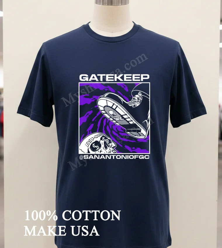 Gatekeep San Antonio Fgc Boot Crushing Skull Shirt Navy Shirt