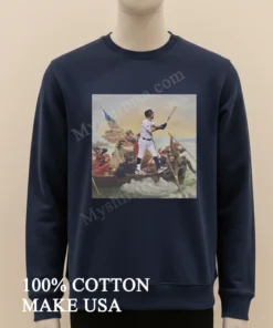 George Washington Crossing Delaware Baseball Player Hitting funny america t-shirts