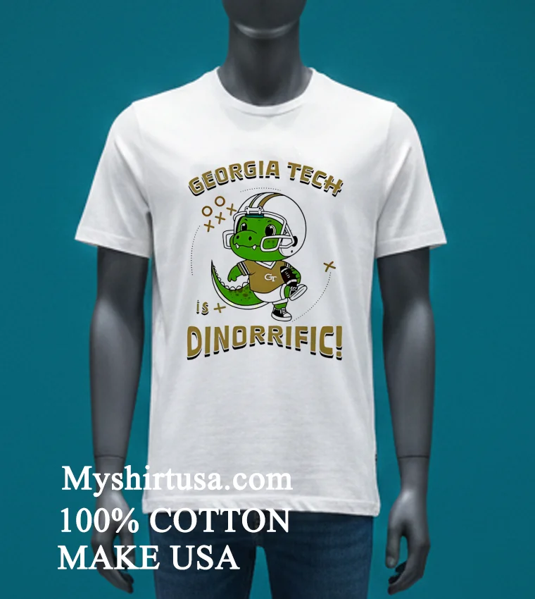Georgia Tech Dino Riffic Cute Shirt White T Shirt 3