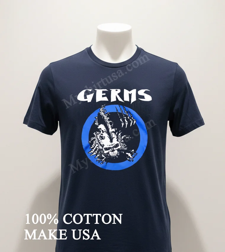 Germs Blue Circle Punk Rock Band Logo Shirt Navy Shirt