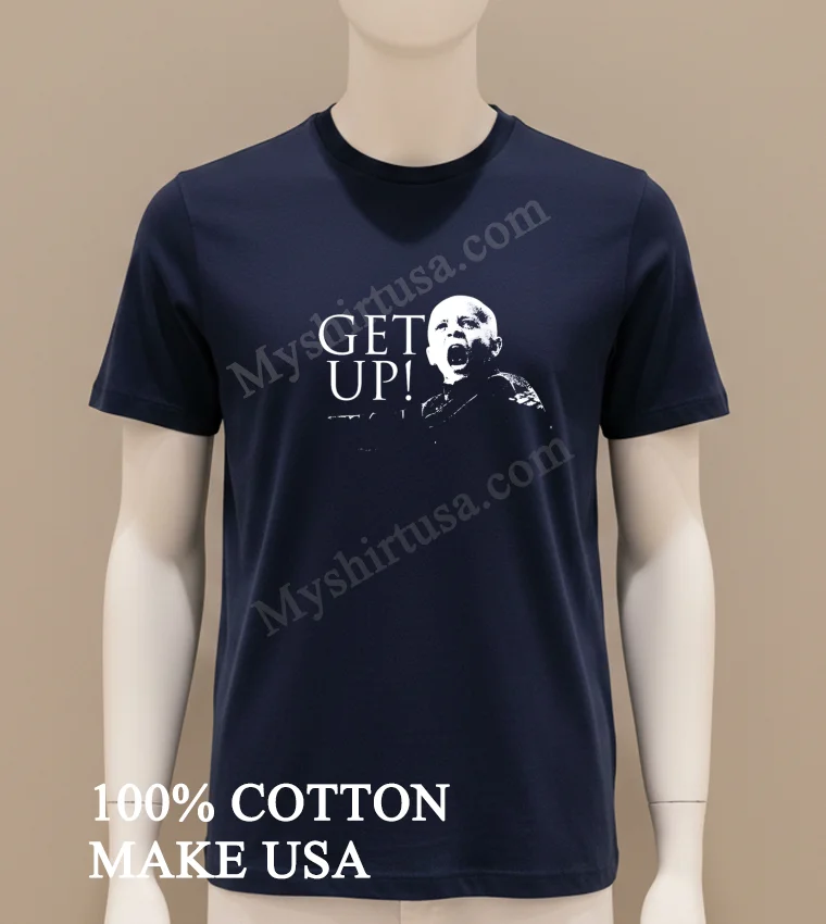 Get Up Screaming Soldier Black And White Vintage Graphic Shirt Navy Shirt