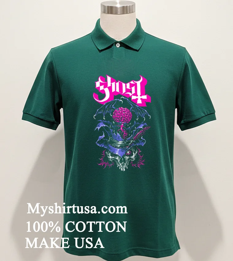 Ghost Bat In The Brain Skull Shirt - green-shirt Ghost Bat In The Brain Skull Shirt Green Shirt