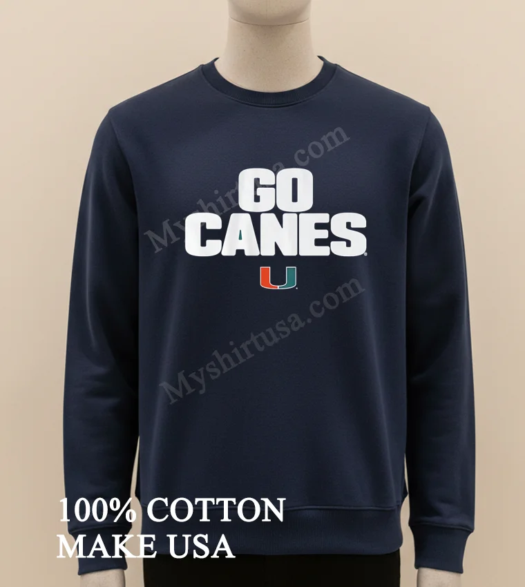 Go Canes Miami Hurricanes Orange Green Logo Shirt Long Sleve Shirt