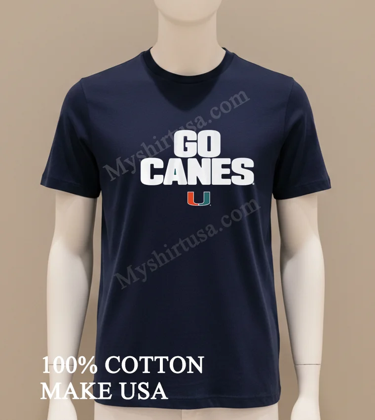Go Canes Miami Hurricanes Orange Green Logo Shirt Navy Shirt