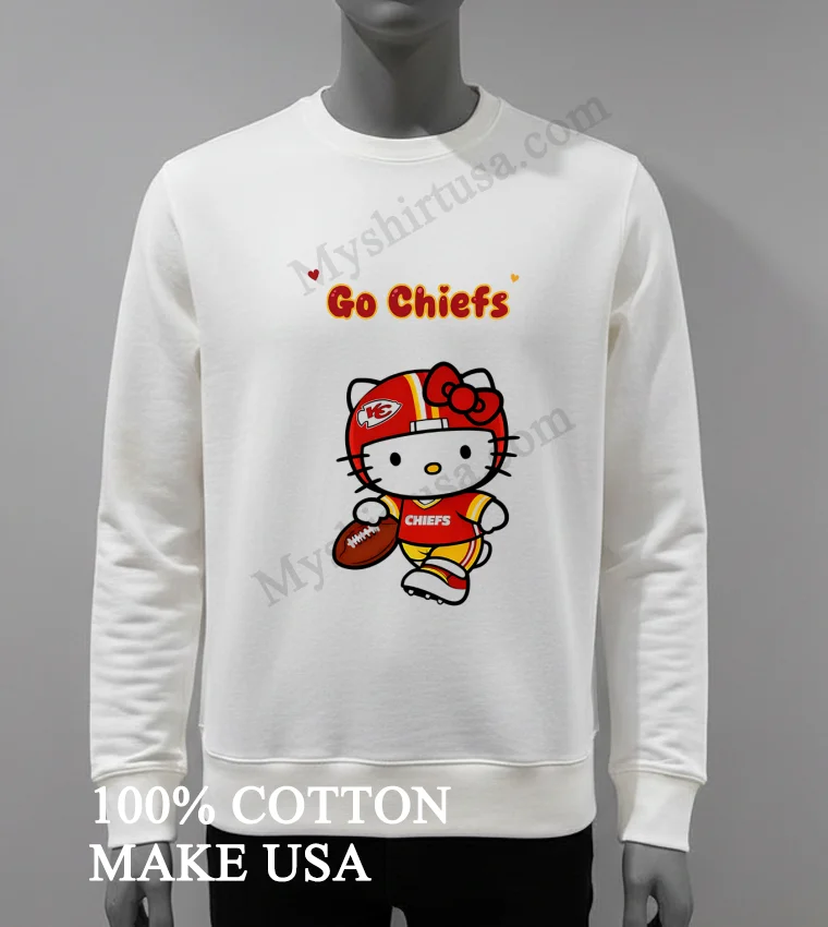 Go Chiefs Kc Arrowhead Logo Red Helmet Jersey Hello Kitty Shirt - white-t-shirt Go Chiefs Kc Arrowhead Logo Red Helmet Jersey Hello Kitty Shirt White T Shirt 3