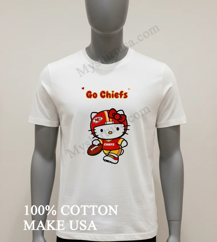 Go Chiefs Kc Arrowhead Logo Red Helmet Jersey Hello Kitty Shirt White T Shirt