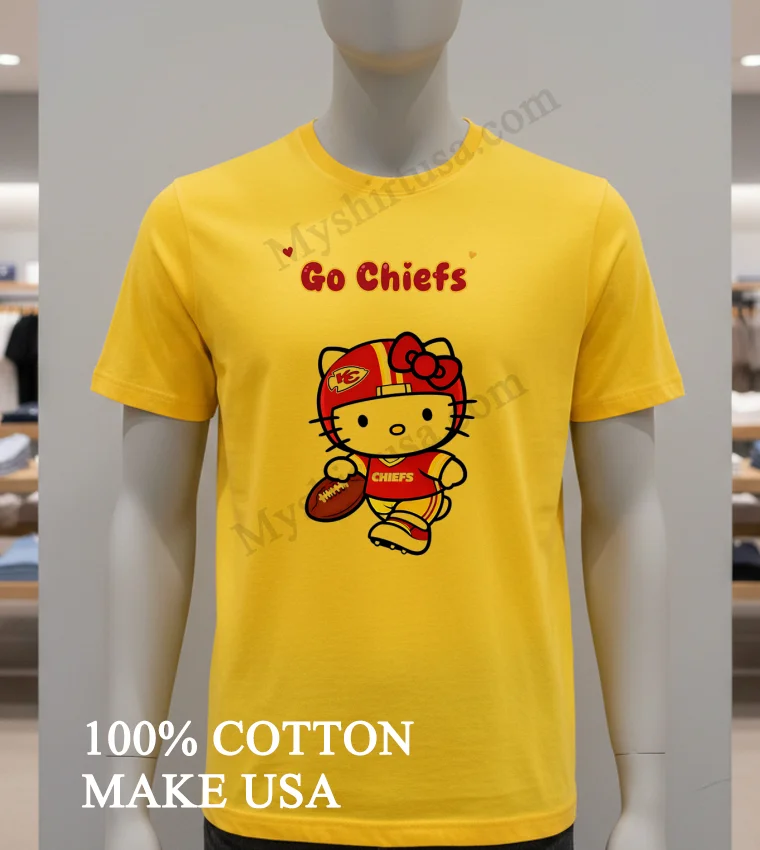 Go Chiefs Kc Arrowhead Logo Red Helmet Jersey Hello Kitty Shirt Yellow T Shirt