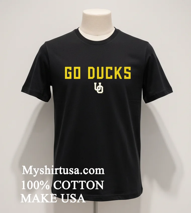 Go Ducks Uo Yellow And White Logo Shirt Balck Shirt