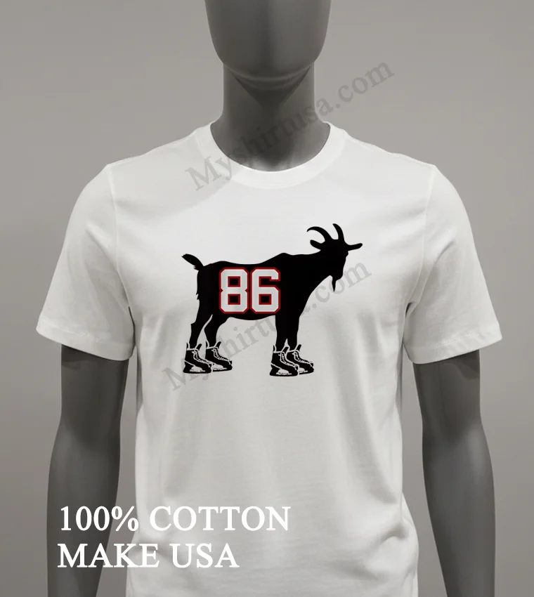 Goat Number 86 Wearing Hockey Skates Graphic Shirt White T Shirt 2