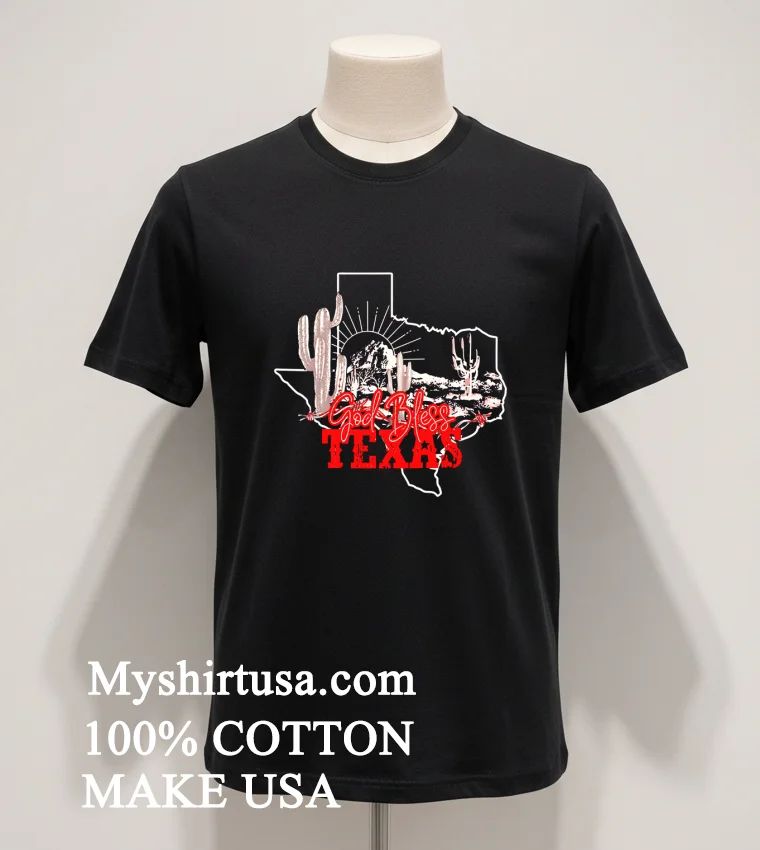 God Bless Texas Map Shirt Balck Shirt 1
