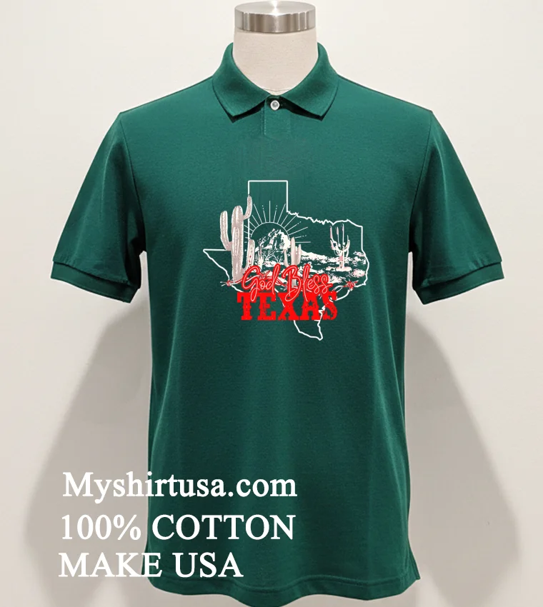 God Bless Texas Map Shirt Green Shirt