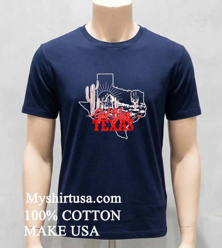 God Bless Texas Map Shirt Navy Shirt