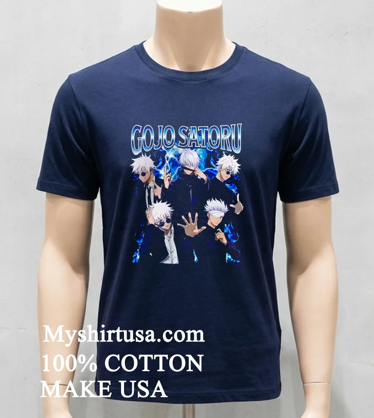 Gojo Satru Jjk Graphic Shirt Navy Shirt