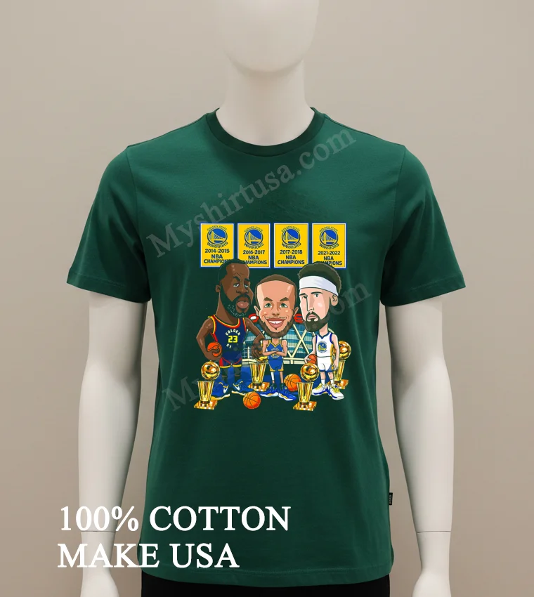 Golden State Warriors 2015 2017 2018 2022 Nba Champions Draymond Green Stephen Curry Klay Thompson Shirt Green Shirt