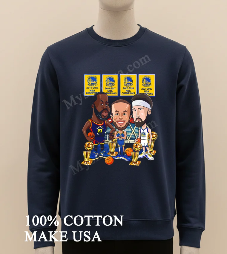 Golden State Warriors 2015 2017 2018 2022 Nba Champions Draymond Green Stephen Curry Klay Thompson Shirt Long Sleve Shirt