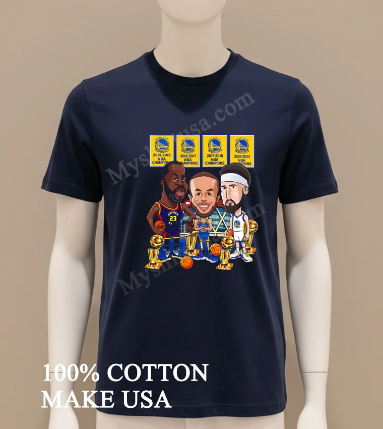 Golden State Warriors 2015 2017 2018 2022 Nba Champions Draymond Green Stephen Curry Klay Thompson funny america t-shirts - navy-shirt Golden State Warriors 2015 2017 2018 2022 Nba Champions Draymond Green Stephen Curry Klay Thompson Shirt Navy Shirt