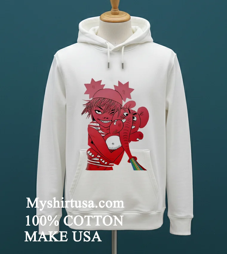 Gorillaz Rainbow Elephant Shirt White T Shirt