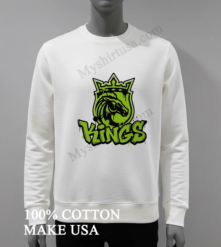 Graffiti Kings Crowned Horse Head Street Art Style Shirt White T Shirt 3