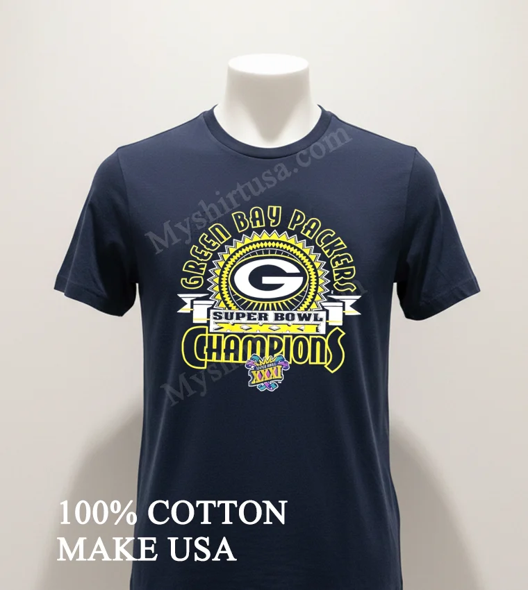 Green Bay Packers Super Bowl Xxxi Champions Logo Shirt Navy Shirt 1