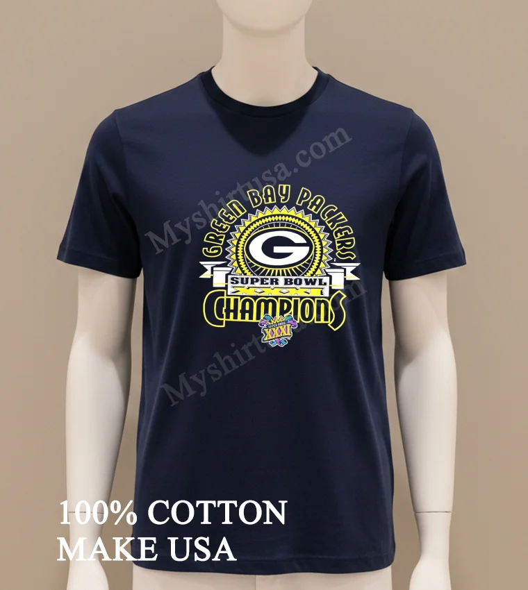 Green Bay Packers Super Bowl Xxxi Champions Logo Shirt Navy Shirt