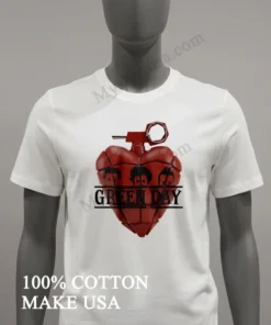 Green Day American Idiot Heart Grenade Band Members Faces funny america t-shirts