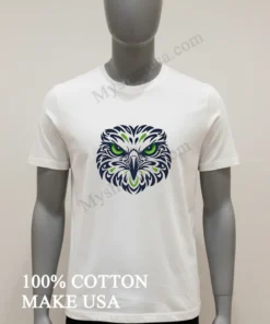 Green Eyes Owl Head Tribal Tattoo Line Art Illustration funny america t-shirts