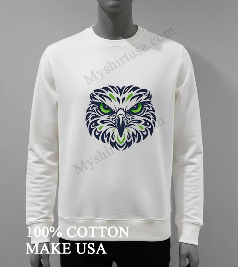 Green Eyes Owl Head Tribal Tattoo Line Art Illustration Shirt White T Shirt 3