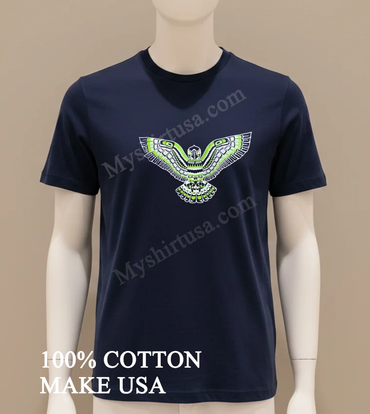 Green Native American Pacific Northwest Eagle Formline Art Graphic funny america t-shirts - navy-shirt Green Native American Pacific Northwest Eagle Formline Art Graphic Shirt Navy Shirt
