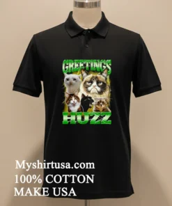 Greetings Huzz Lightning And Famous Meme Cats funny america t-shirts