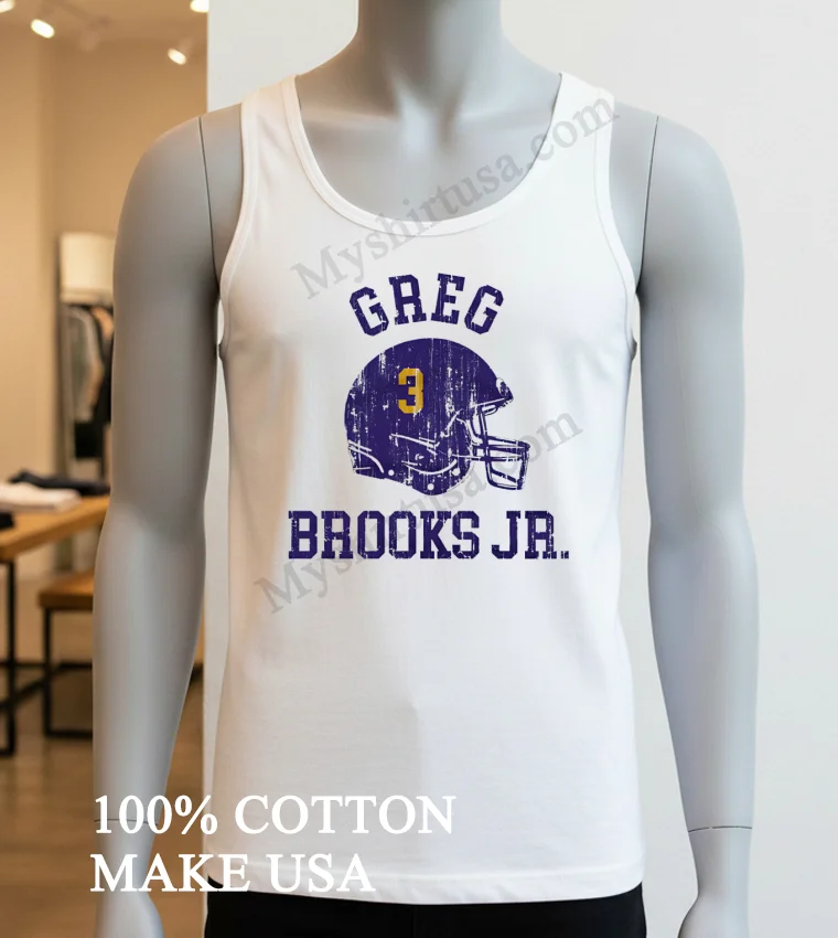 Greg Brooks Jr Lsu Tigers Purple Football Helmet Distressed Shirt White T Shirt 2