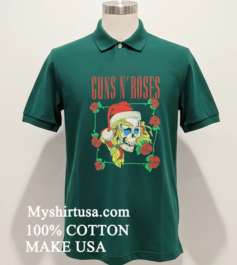 Guns N Roses Holiday Skull Shirt - green-shirt Guns N Roses Holiday Skull Shirt Green Shirt