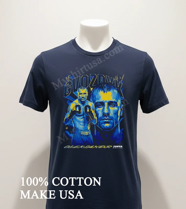 Gvozdyk Oleksandr Zuffa Boxing Fighter Portrait Graphic Shirt Navy Shirt 1