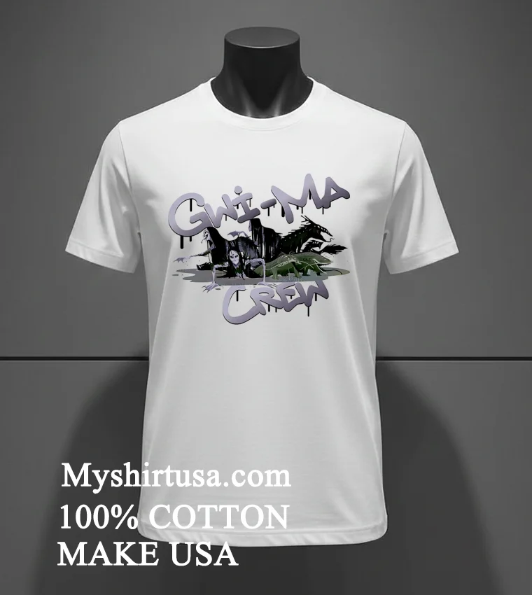 Gwi Ma Crew Spooky Creatures Graffiti Font Shirt White T Shirt 3