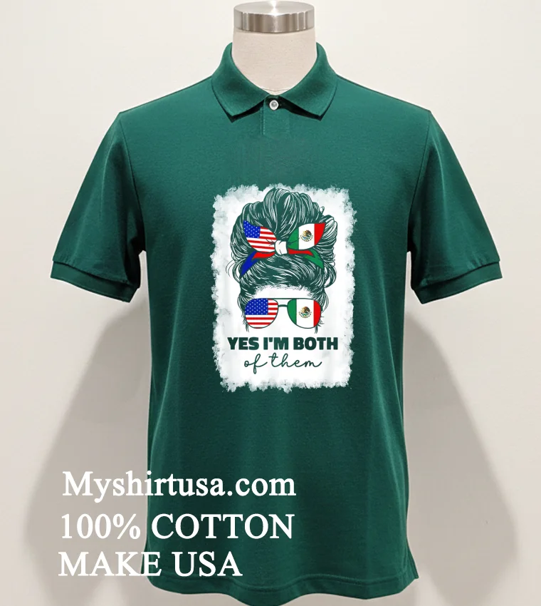 Half Mexico Half American Flag Girl Punk new t-shirt - green-shirt Half Mexico Half American Flag Girl Punk Shirt Green Shirt