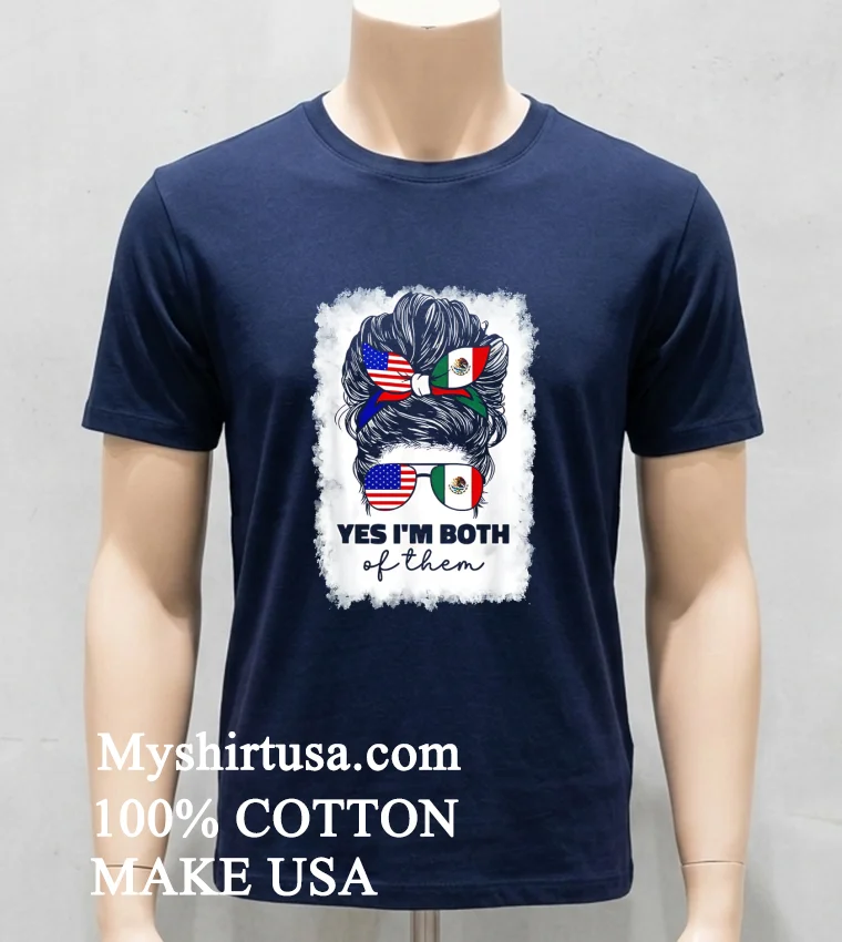 Half Mexico Half American Flag Girl Punk new t-shirt - navy-shirt Half Mexico Half American Flag Girl Punk Shirt Navy Shirt