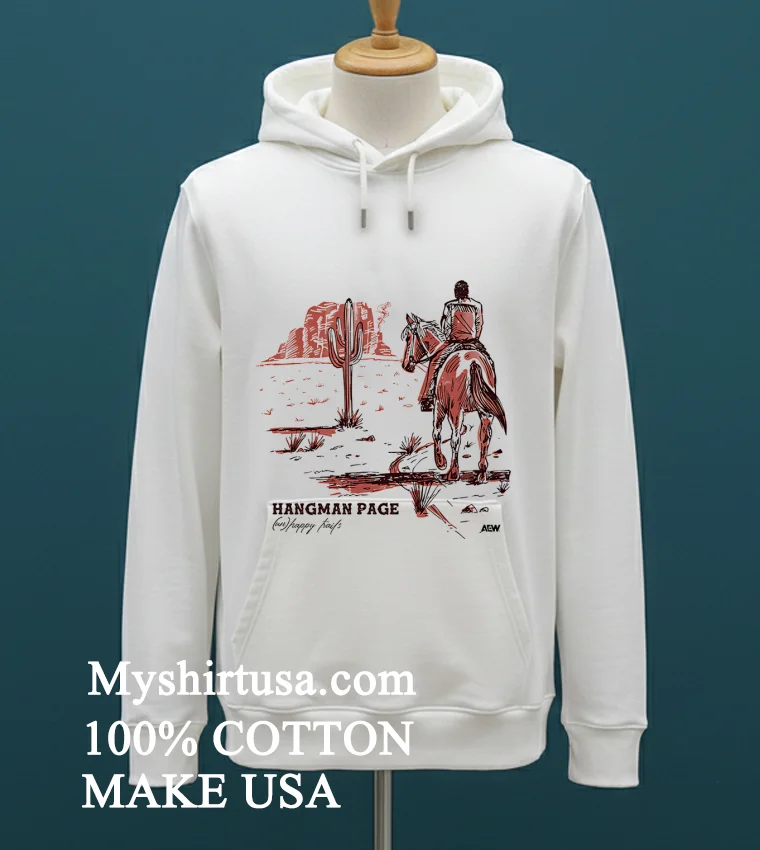 Hangman Page Unhappy Trails Cowboy On A Horse In Desert Vintage Shirt - white-t-shirt Hangman Page Unhappy Trails Cowboy On A Horse In Desert Vintage Shirt White T Shirt 2