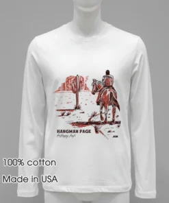 Hangman Page Unhappy Trails Cowboy On A Horse In Desert Vintage Shirt
