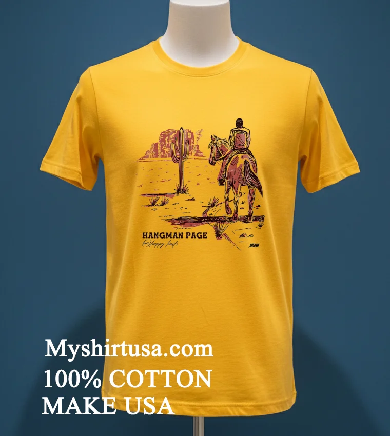 Hangman Page Unhappy Trails Cowboy On A Horse In Desert Vintage Shirt Yellow T Shirt