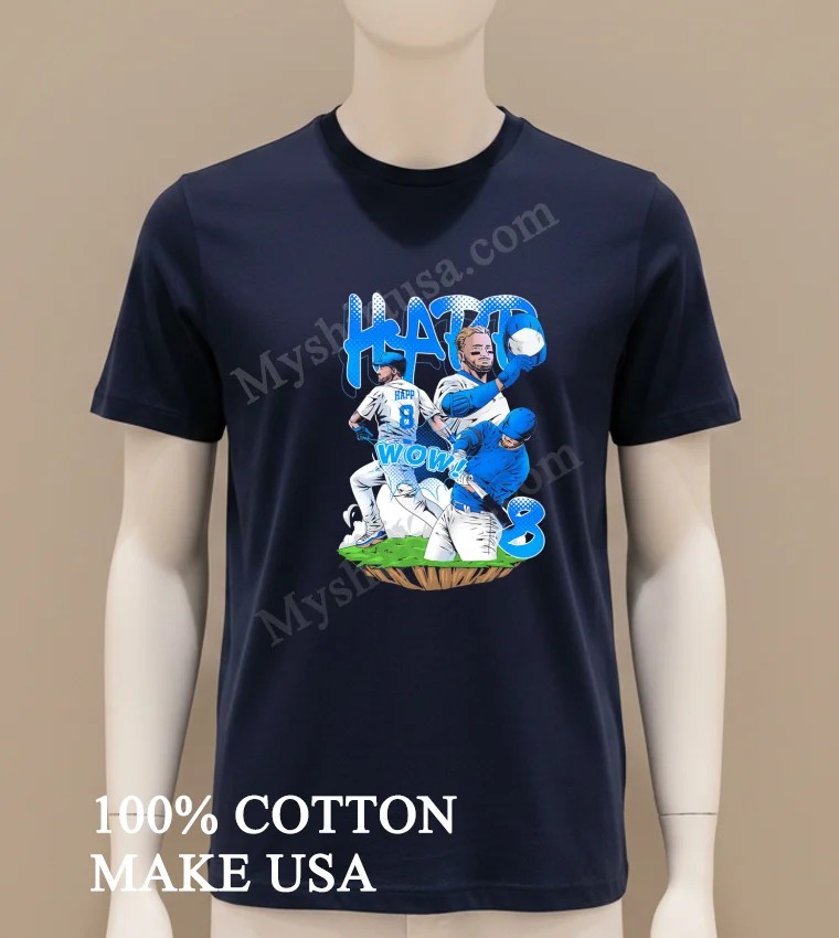 Happ 8 Ian Happ Wow Chicago Cubs Baseball Player Graphic Shirt Navy Shirt