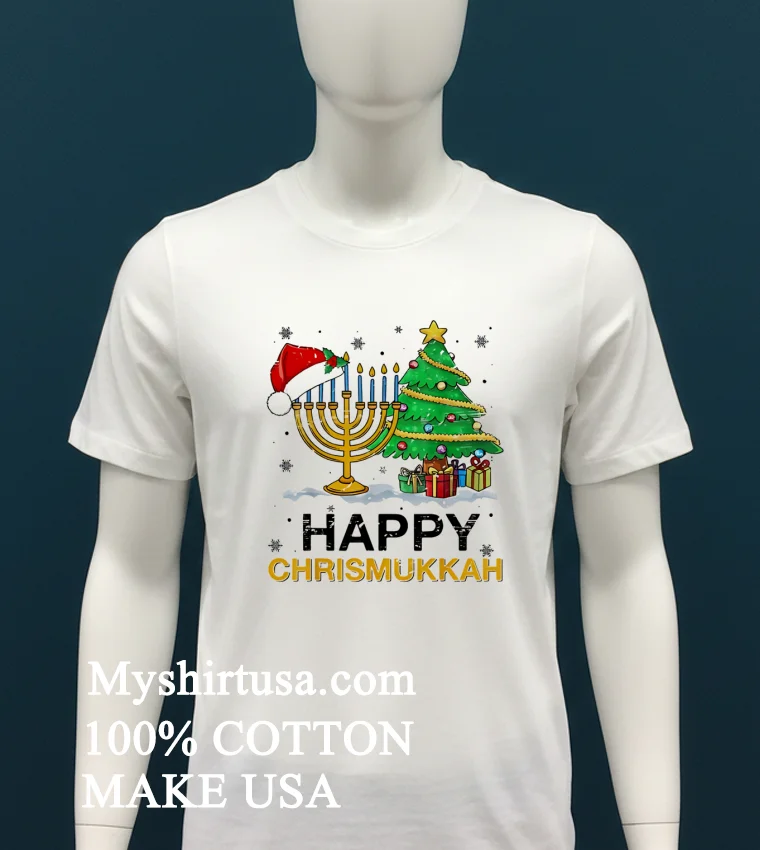 Happy Chrismukkah Jewish Christmas 2025 Shirt - white-t-shirt Happy Chrismukkah Jewish Christmas 2025 Shirt White T Shirt 2