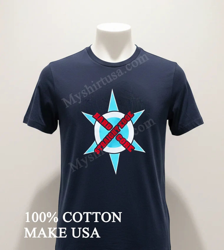 Hard Edge Straight Edge Core Blue Star Compass Logo Shirt Navy Shirt 1