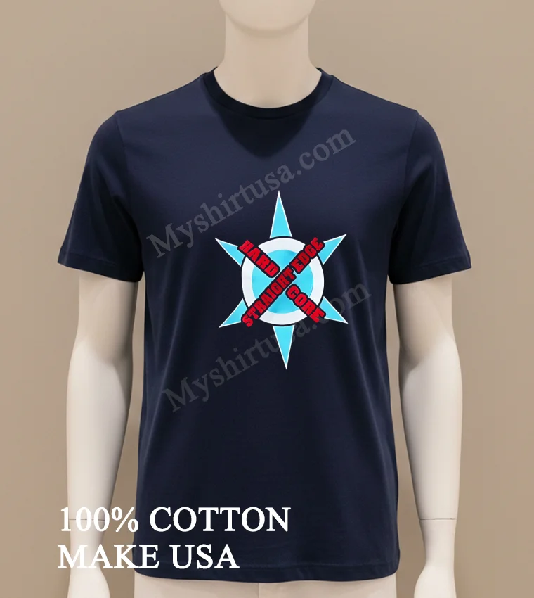 Hard Edge Straight Edge Core Blue Star Compass Logo Shirt Navy Shirt