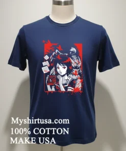 Haunted Village Pixel Art Classic Shirt Navy Shirt 1