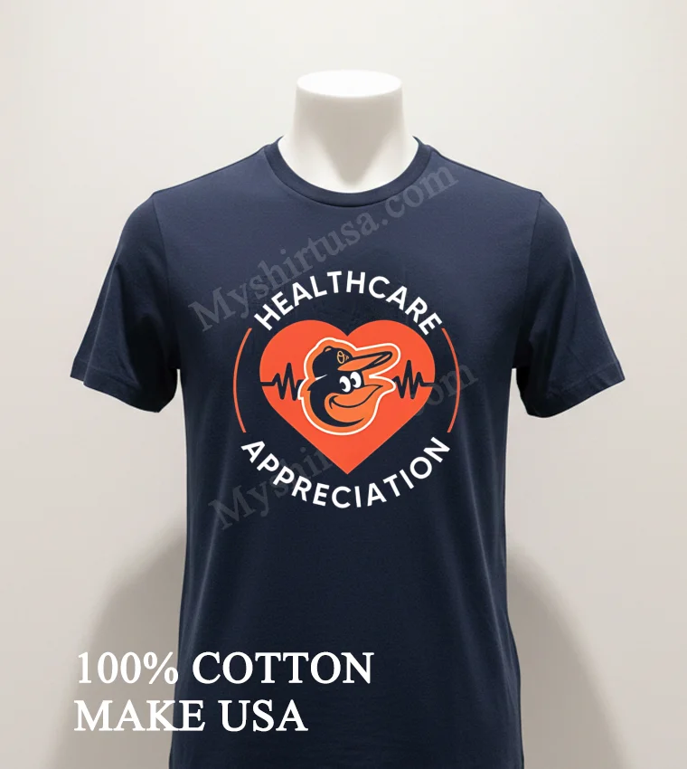 Healthcare Appreciation Baltimore Orioles Bird Heart Beat Medical Shirt Navy Shirt