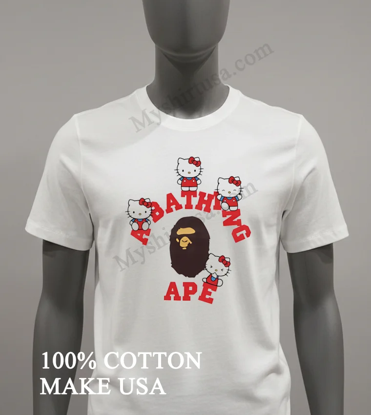Hello Kitty A Bathing Ape Bape Collaboration Shirt White T Shirt 2