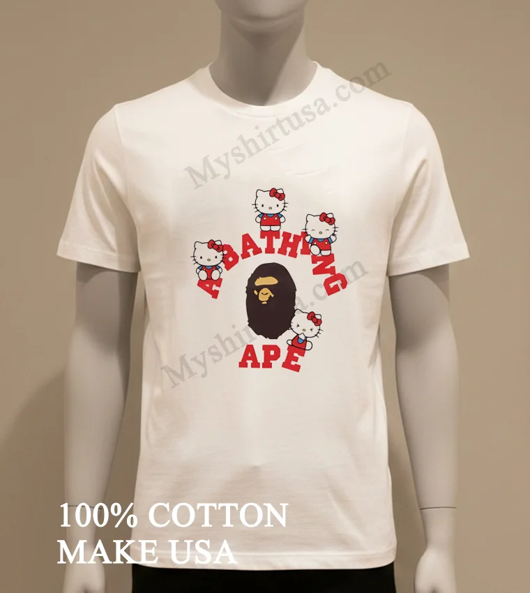 Hello Kitty A Bathing Ape Bape Collaboration funny america t-shirts - white-t-shirt Hello Kitty A Bathing Ape Bape Collaboration Shirt White T Shirt