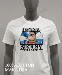 Hey Ice Suck My Fat One Cartoon Boy Glasses Middle Finger Shirt