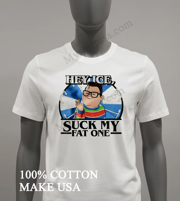Hey Ice Suck My Fat One Cartoon Boy Glasses Middle Finger Shirt White T Shirt 2