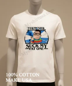 Hey Ice Suck My Fat One Cartoon Boy Glasses Middle Finger Shirt